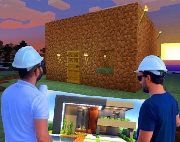 Строители оценивают дом в Minecraft
